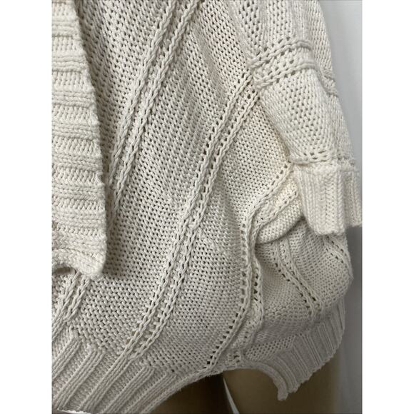 Wooden Ships Open Cardigan Sweater Dolman Sleeve White Cotton Blend S M - Picture 5 of 7